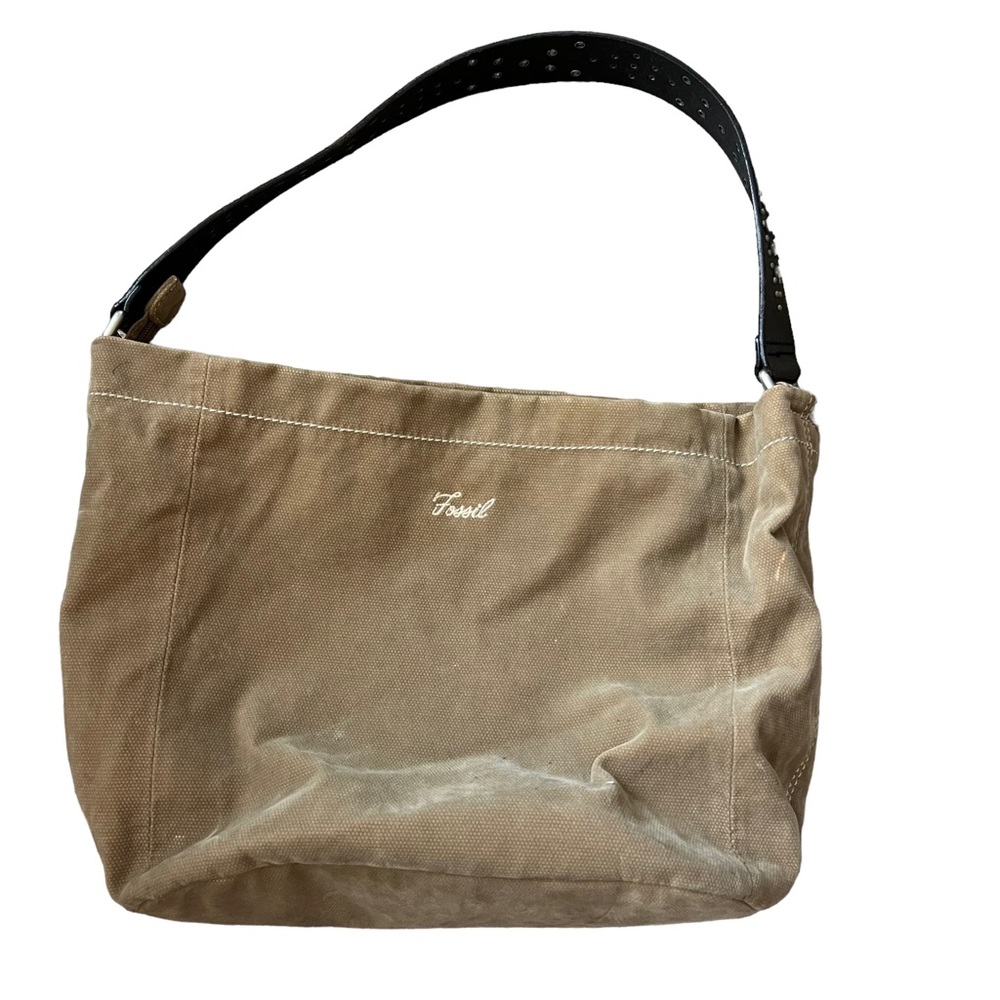 Fossil bucket bag canvas with fixed Rhinestone strap boho festival